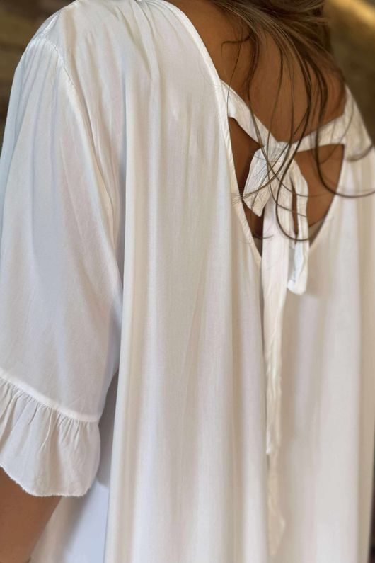 Made in Italy Menorcan Bow Back Dress White